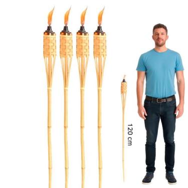 Imagem de kit 2 a 4 Tochas de Bambu são João festa junina acampamento decoração 