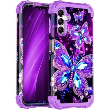 Imagem de Hekodonk Capa para Galaxy A14 5G, três camadas de proteção resistente à prova de choque de plástico rígido + silicone macio capa protetora contra quedas de corpo inteiro para Samsung Galaxy A14, toda