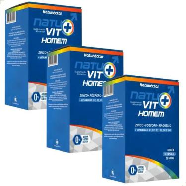 Imagem de Kit 3 Potes Natuvit Homens Natunectar Natural Original Vitaminas Vit D