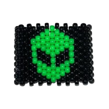 Imagem de Acessórios Kandi Cuff Scene com estampas alienígenas verdes de contas de dopamina, roupa de festa de festival, amantes de festa rave, Plur, Alienígena, tamanho �nico