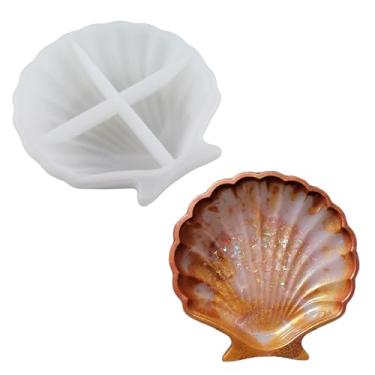 Imagem de RLECS 109 x 109 x 22,5 mm concha branca molde de resina de silicone epóxi bandeja de concha marinha adequada para armazenamento de joias, decoração de sobremesa, presente de férias personalização