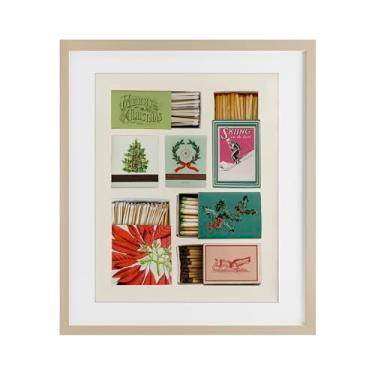 Imagem de Stupell Industries "Caixas de fósforo sazonal de inverno", impressão emoldurada sob vidro, marrom, 13 x 16