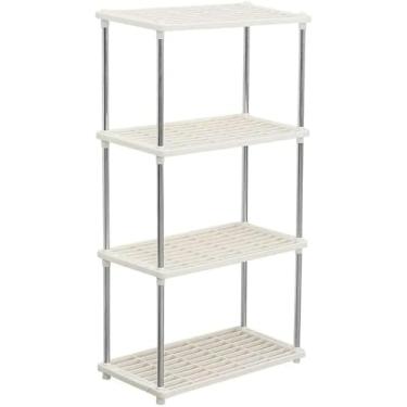 Imagem de Estante Multiuso 4 Andares Branca Prateleira Organizadora Fácil Montagem Casa Quarto Sala Escritório Decoração Moderna Resistente MDF