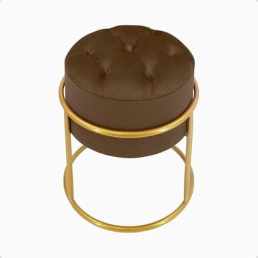 Imagem de Puff Decorativo Argola em Ferro com Veludo – Banqueta para Quarto Sala e Penteadeira Moderna (Camurça,Preto)