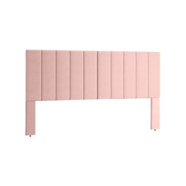 Imagem de Cabeceira Casal com Pés Cama Box Suede 6 Cores Disponível -Estofada Luxo - Decoração ideal para o quarto no Brasil(ROSA)