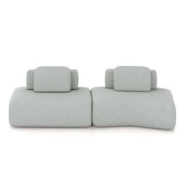 Imagem de Sofá Ilha Sala de Estar Dakota 2 Módulos 316cm Encostos Almofadas Soltas Veludo Cinza Claro G33 - Gran Belo