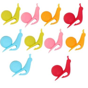 Imagem de Bonito Saco De Chá Em Forma De Caracol Clipe De Copo Copo Clipes De Coador De Chá Decoração De Festa De Cor Aleatória Suporte De Silicone Para Saco De Chá De Design Fofo Porta (10 packs)