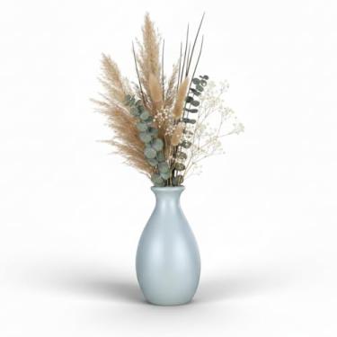 Imagem de Vaso Decorativo Cerâmica Premium Minimalista Moderno Decoração Sala, Mesa, Aparador, Banheiro Cimento Queimado (19 Cm)