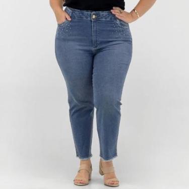 Imagem de Calça Geração Moderna Jeans Cropped Plus Size com Strass Feminina-Feminino