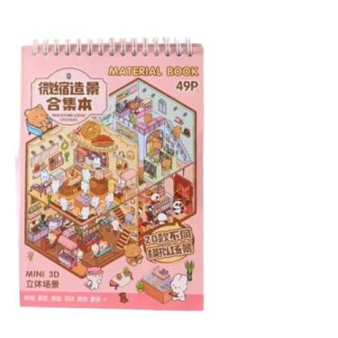 Imagem de Adesivos Cenários 3D Paisagismo Kawaii DIY Scrapbooking para Adultos e Crianças (Caderneta 20 Cenários Rosa)