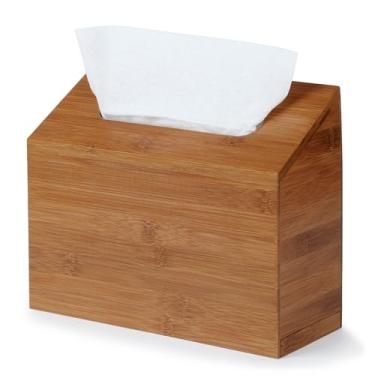 Imagem de Gobam Capa de caixa de lenços de bambu carbonizado, compatível com toalhas de mão Kleenex, suporte de toalha de papel montável na parede com gancho adesivo de dupla face, dispensador de lenços para