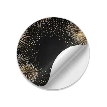 Imagem de Ladrilho Decorativo de Cerâmica Estampa Fogos de Artifício Dourados Fundo Preto