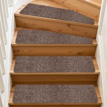 Imagem de PURE ERA Tapete de escada cortável antiderrapante para degraus de madeira, protetor de escada, reutilizável (14 peças, marrom)