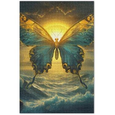 Imagem de Quebra-cabeça fantasia borboleta oceano impressão adulto 500 peças pintura animal arte mordaça presente jogo tecnologia presentes, 51 x 37 centímetros