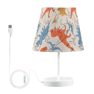 Imagem de Joisal Lâmpada regulável com elementos de dinossauros de desenho animado, lâmpada de leitura com abajur luz noturna