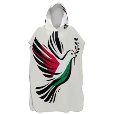Imagem de Joisal Poncho de surfe para adultos trocador com capuz toalha de natação bonito plus size homens mulheres poncho com capuz símbolo da paz