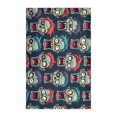 Imagem de Joisal Zombie Heads Toalhas de cozinha decorativas azuis altamente absorventes conjunto de 6 toalhas de secagem de louça para cozinha 71 x 45 centímetros com laço para pendurar