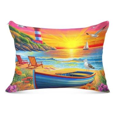 Imagem de Capas de travesseiro decorativas grandes em aquarela azul marinho costeiro de flanela para travesseiro padrão Queen King Travesseiro macio para o corpo, tamanho do corpo, 53 cm x 137 cm