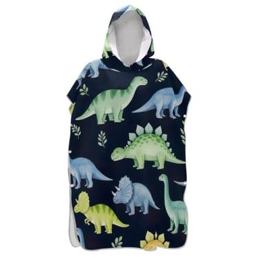Imagem de TSENQUE Roupão de mudança de poncho de surfe para adultos toalhas de banho com capuz reutilizáveis ponchos adultos para mulheres aquarela dinossauros coloridos