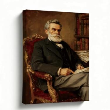 Imagem de Arte de parede em tela, retrato de cavalheiro vitoriano, impressão de pintura a óleo clássica, decoração de parede vintage para biblioteca de estudo, sala de estar, escritório, tela embrulhada para
