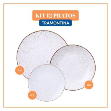 Imagem de Jogo de Pratos Rústico 12 Peças Porcelana Tramontina