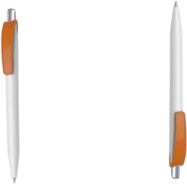 Imagem de Caneta Esferográfica Retrátil, Escrita Azul, Alumínio Reciclado, Refil Tipo Parker, Ponta Touch, Corpo Emborrachado, Ambidestro, Durável (Kit 2 Laranja)