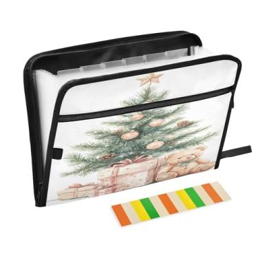 Imagem de Pastas de arquivo expansíveis para árvore de Natal festiva A4 Pasta sanfonada tamanho carta com zíper e etiquetas pastas organizadoras de arquivos