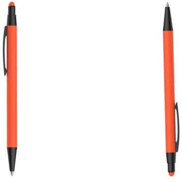 Imagem de Caneta Esferográfica em Alumínio Reciclado, Metal Emborrachado com Ponta Touch, Escrita Azul, Corpo Cilíndrico, Ambidestro, 15g (Kit 2 Laranja)