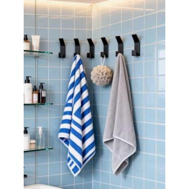 Imagem de Pacote com 5 ganchos para porta e parede sem furadeira adesivos para roupas e cabides de toalha para banheiro e quarto