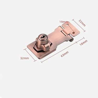 Imagem de Trava de ferrolho de liga de zinco 6 cm com chave de armário de gaveta de bronze vermelho 2 peças