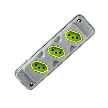 Imagem de Tomada Barra Tripla 10A/20A Régua Para Extensão 2P+T Cinza - Fiolux