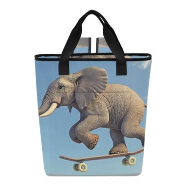Imagem de Joitme Cooler Bags Funny Elephant Skateboarding Art Bolsa térmica com 36 latas à prova de vazamento para almoço