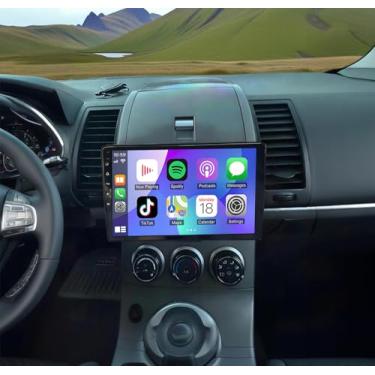 Imagem de Estéreo automotivo 4 + 64 G para Nissan Sentra 2007-2012, 10,1 polegadas, Android 13 Double Din com Carplay e Android Auto, rádio de navegação no painel com BT Mirror Link WiFi, rádio FM e câmera de