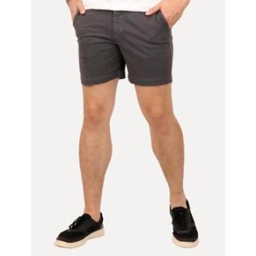 Imagem de Bermuda Sergio K Masculina Chino Sarja Elastano Fivela Chumbo-Masculino