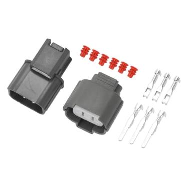 Imagem de Hihaha Conector de motor de ajuste de farol para Honda K Series K20 / Conector terminal de fio fêmea macho interno/plástico impermeável série 2 mm/1 conjunto cinza 3 pinos