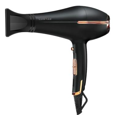 Imagem de Secador de Cabelo Profissional 220V 2500W 3 velocidade do vento Níveis Ar quente e frio Turbo Alta Potência Rápido Secage Íons Negativo (Preto, 220V)