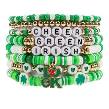 Imagem de Twinfree Pulseira com contas de trevo irlandês do Dia de São Patrício Lucky Kiss Me para mulheres e amigas, One Size, Miçangas, Sem Pedra Preciosa