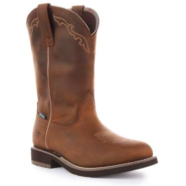 Imagem de Ariat Bota feminina Delilah bico redondo impermeável Western, Marrom envelhecido, 38