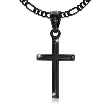 Imagem de ZENLUNANO Colar de cruz com caixa de presente de luxo - Pingente de cruz de aço inoxidável 316L de alta qualidade, design polido elegante, joia cristã para homens e mulheres, 0 Inch=No Chains, Aço