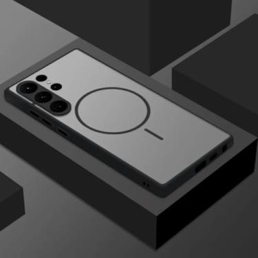 Imagem de Capa magnética transparente para Samsung Galaxy S25 S24 S21 FE S25 Edge S24 S23 S22 Ultra Plus (para Galaxy S22 Ultra 5G/preta)