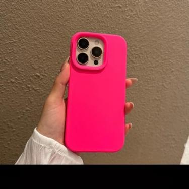 Imagem de Capa fosca macia em cor sólida Candy para iPhone 14 15 16 Pro Max Plus 16e 11 12 13 com botões de controle da câmera (para iPhone 15/YG Rosa)