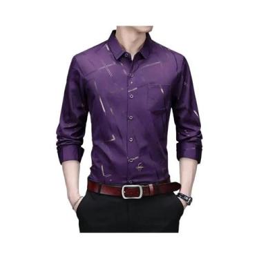 Imagem de Camisa Casual Masculina De Manga Longa Com Estampa, Não Amassa, Resist