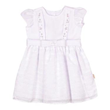 Imagem de Vestido Luxo Bebê Menina Batizado Verão Branco Paraiso 15497, Branco, 