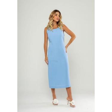 Imagem de Vestido Midi Regata E Recorte Posterior Azul Salvatore, M