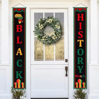 Imagem de CUUSNNY Mês da história negra bandeira porta da frente sinal de porta decoração do mês da história negra para varanda quintal manto lareira festa