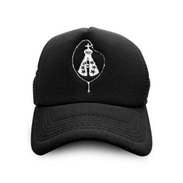 Imagem de Boné Nossa Senhora Terço Bordado Catolicismo Preto - Sete Sete Esporte