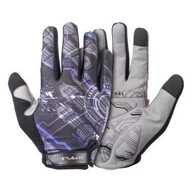 Imagem de Luva Bike Poker Antishock Dedo Longo Motion - Preto/Marrom/Azul - M (Br)-Unissex