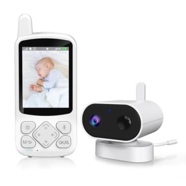 Imagem de OLANENEM Babá Eletrônica Sem Fio com Câmera, Monitor de Vídeo Sem Fio, Visão Noturna Infravermelha, 720p, Branco, Recarregável 127V/220V