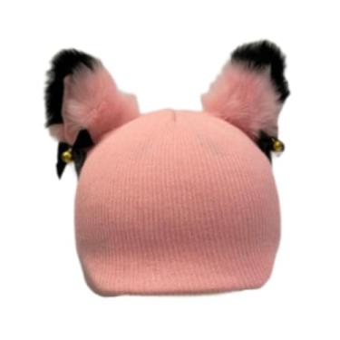 Imagem de Aymzbd Capa para Capacete de Esqui, Gorro de Tricô Divertido, Acessório Fofo, Protetor E Decorativo para Capacetes de Snowboard E Esqui, Adequado para Snowbo, Orelha Rosa
