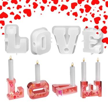 Imagem de Molde de bastão de vela - Molde de fundição epóxi com letra de amor - Moldes epóxi para dia dos namorados, para dia dos namorados, férias, decoração de casa, artesanato, artesanato em concreto